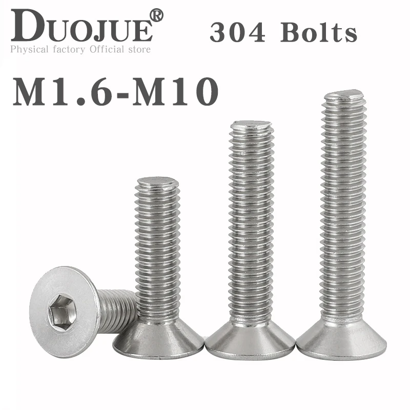 

M2 M2.5 M3 M4 M5 M6 Din7991 304 stainless steel Bolt Hexagon Hex Socket Flat Head Countersunk Screw Furniture screws