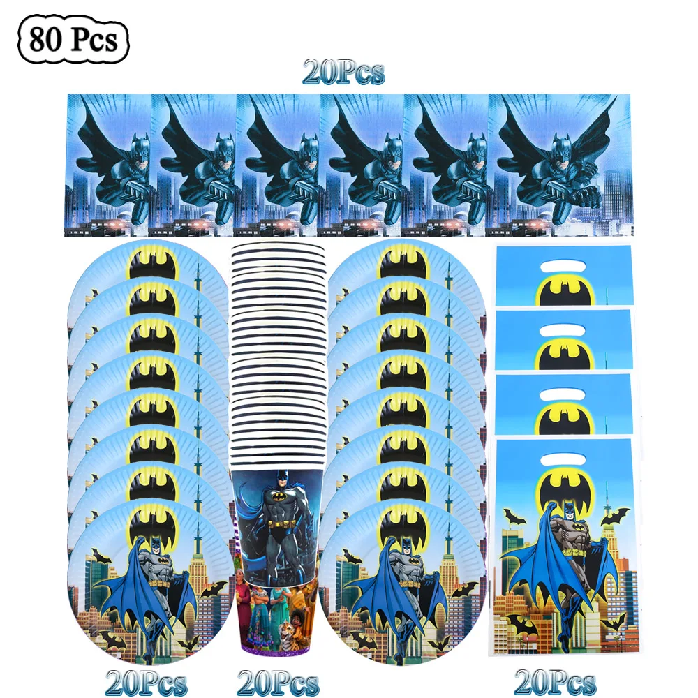 10 People Bat Hero Party Decoration Balloons Set Customizable Background Disposable Tableware Baby Shower Decor Birthday Gift