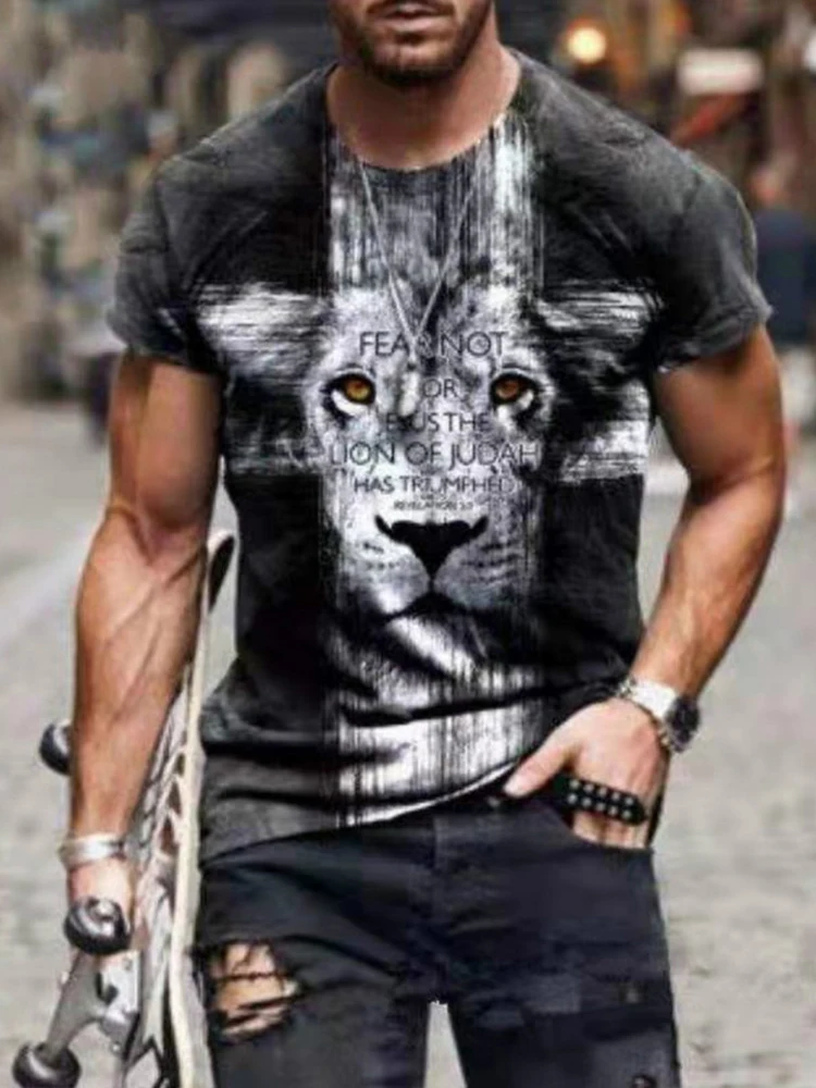 

3d Printed Men's Oversized T Shirt Tiger Lion Breathable Tops Men Clothes Xxs-6xl Fashion Customized Short-sleeved 2022 New