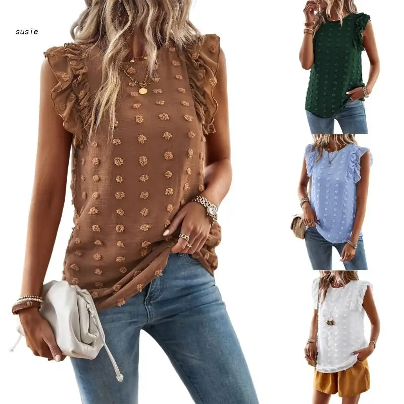 

X7YA T-Shirts for Women, Summer Tops Casual Casual Pom Pom Loose Blouses Tunic Tees