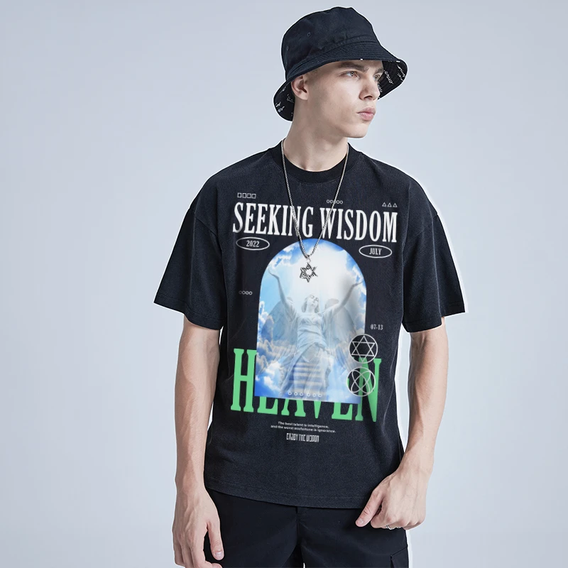 

Colorich винтажная мужская футболка с принтом богини мужская одежда ангел с коротким рукавом лето с круглым вырезом Harajuku модные топы в стиле хи...