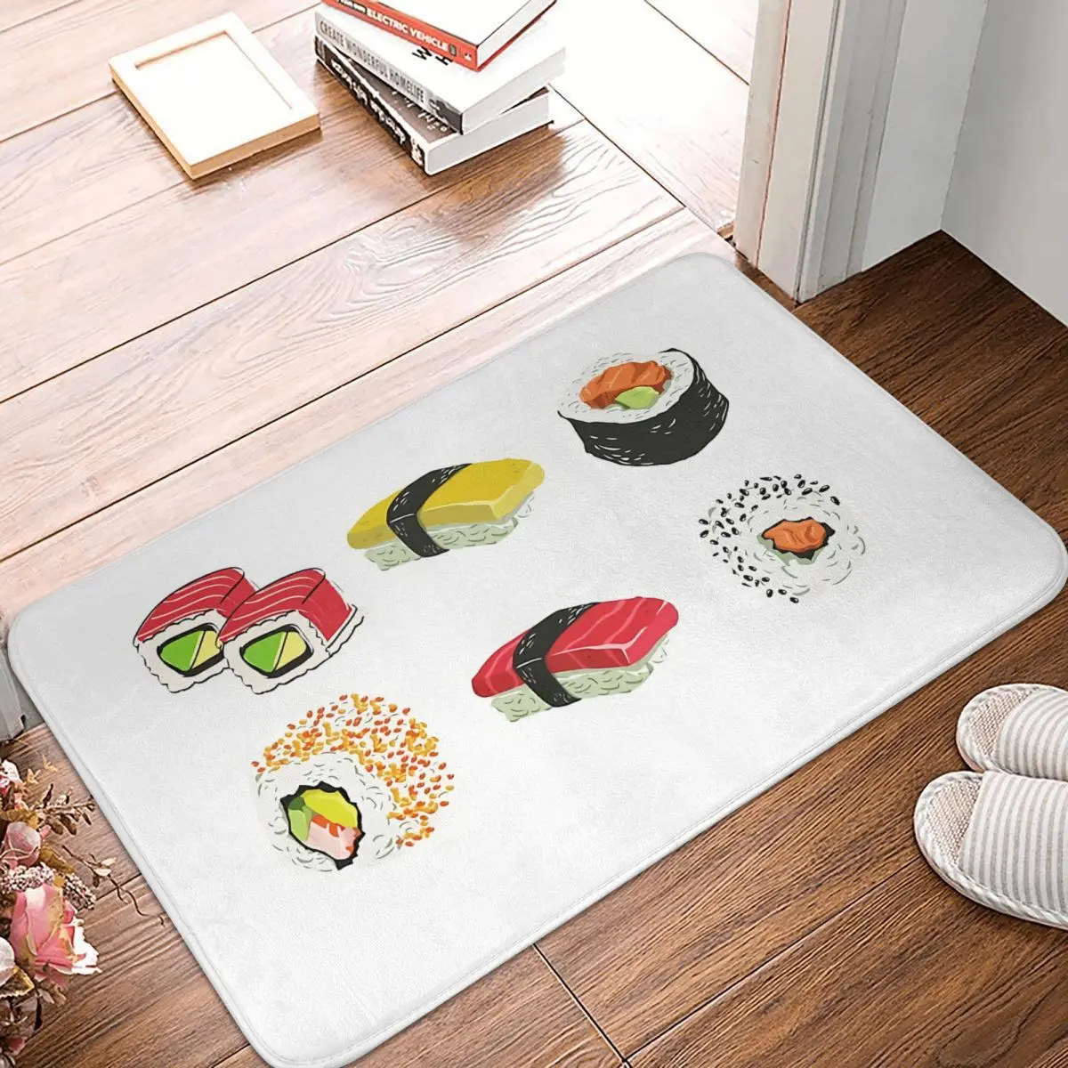 

Sushi Food Non-slip Doormat There Is Food Bath Kitchen Mat Prayer Carpet Flannel Pattern Decor
