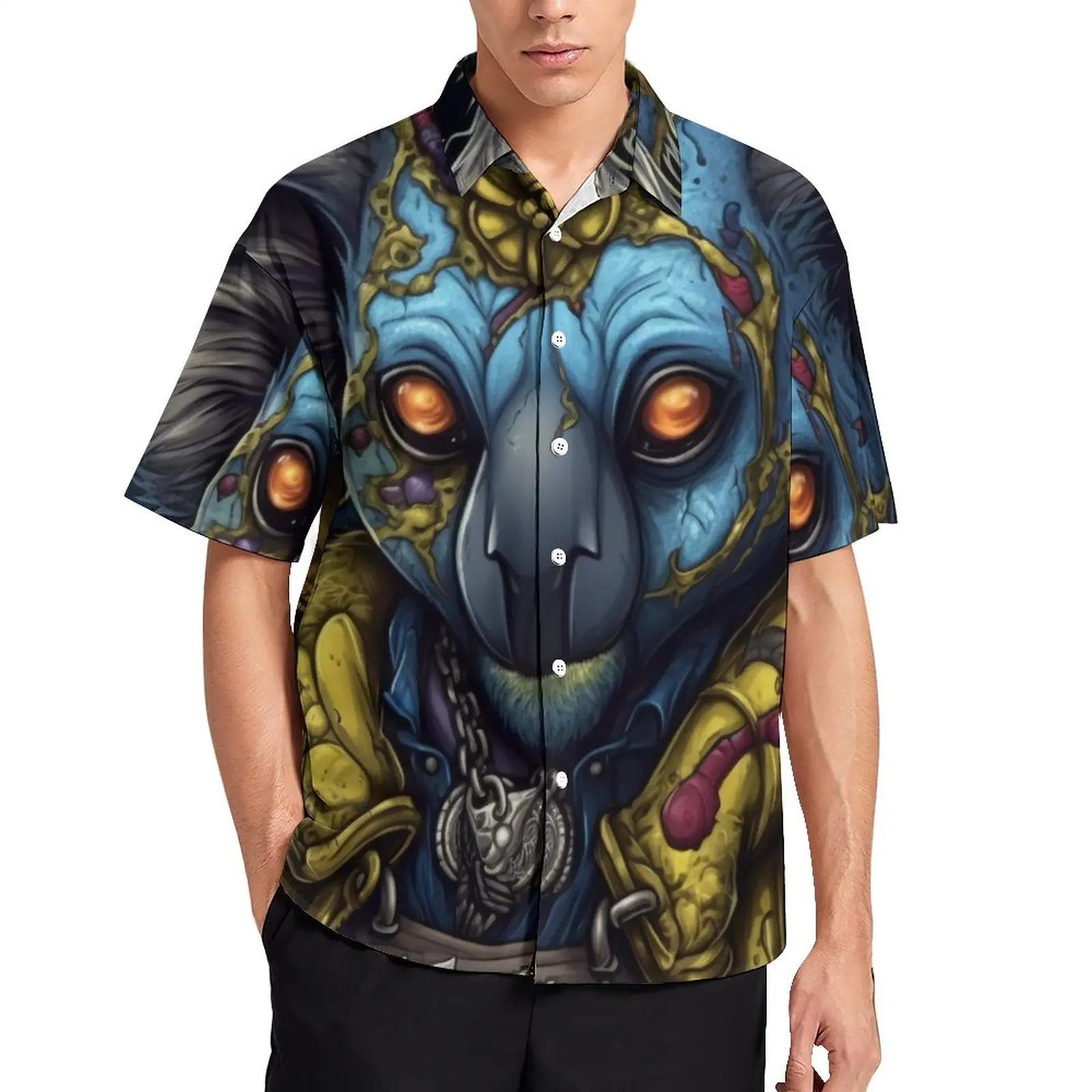 

Koala Blouses Mens Zombie Portraits Casual Shirts Hawaii Short Sleeve Design Aesthetic Oversize Beach Shirt Gift