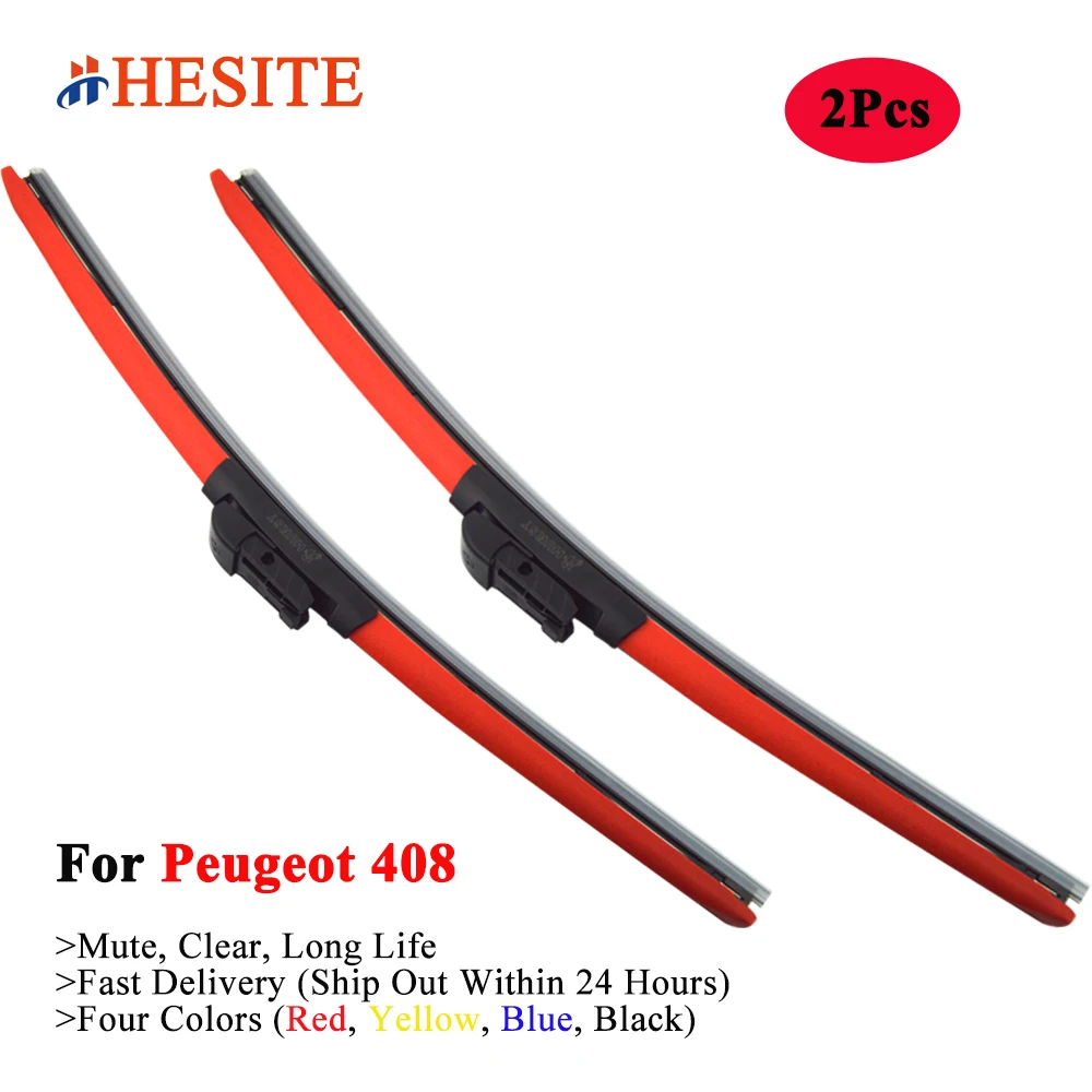 

HESITE Colorful Windshield Wiper Blades For Peugeot 408 1.6 2.0 Saloon 2010 2012 2013 2014 2015 2016 2017 2018 2019 Red Wipers