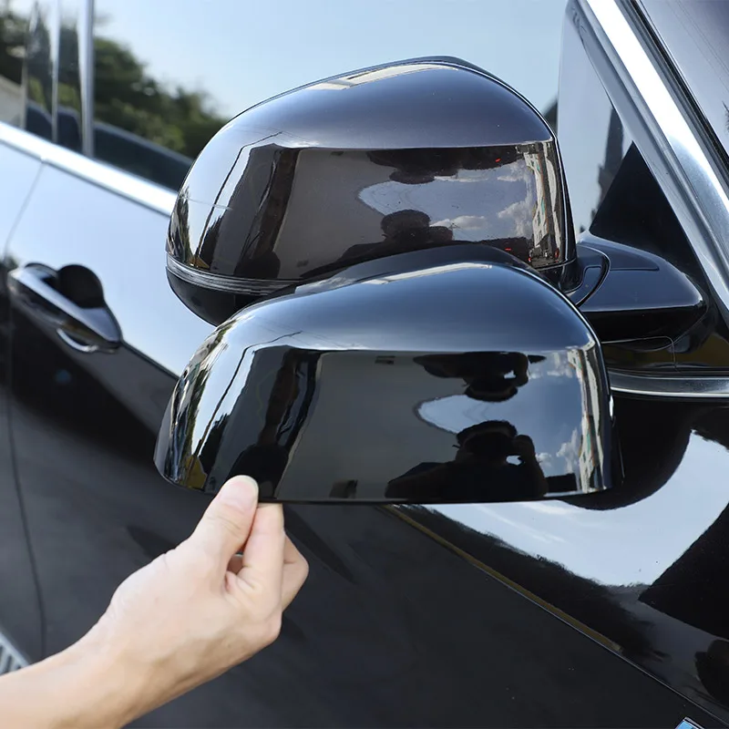 

2 Pcs Glossy Black/Carbon fiber ABS Rearview Mirror Cap Cover Trim For BMW X5 F15 G05 2014-2019 Model X7 G07 2019 Accessories
