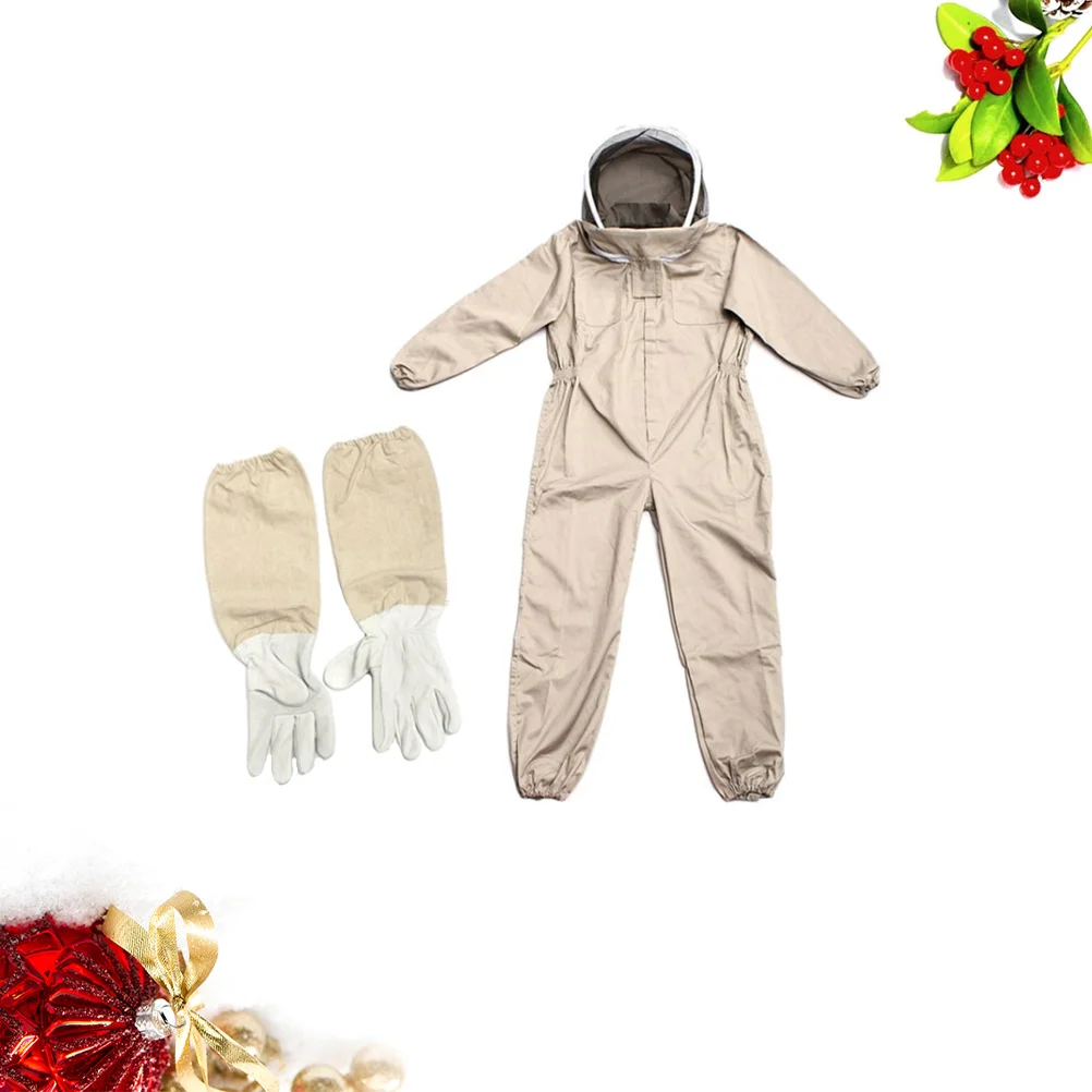 

One-piece Beekeeping Anti Bee Body Clothing with Gloves - Size L (Khaki)