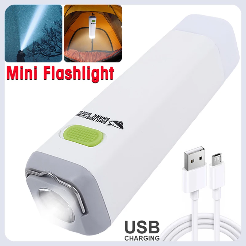 

Mini Highlight Flashlight Charging Treasure Waterproof Portable Outdoor Camping Light Hook USB Charging Treasure Floodlight