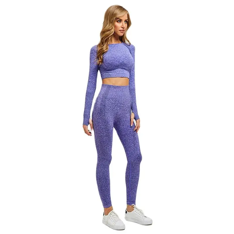 

Women Vital Seamless Yoga Set Gym Clothing Fitness Leggings+Cropped Shirts Sport Suit Women Long Sleeve Tracksuit Active Wear
