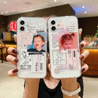 silicone transparent label phone case for iphone 13 12 pro mini 11 pro max x xr xs max 7 8 plus soft tpu lens protect case cover