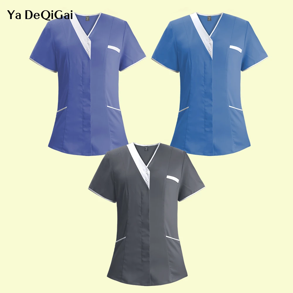 

Beauty Salon Clothes Nurse Uniform Workwear Women Health Workers Clothes Femme Nursing Scrub Tops Shirt Nursing Working Uniform