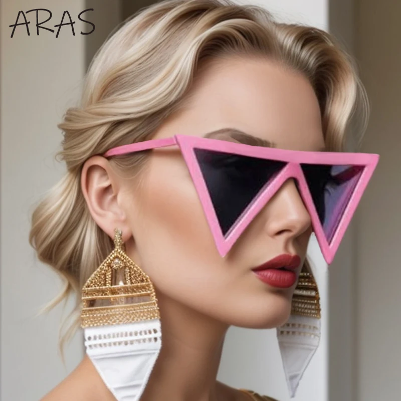 Большие треугольные солнцезащитные очки в стиле панк для женщин большая оправа