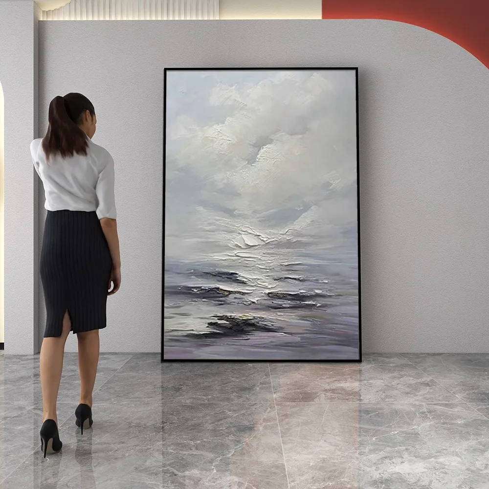 

Textured Sea Scenery Art Oil Painting Without Frame Handmade On Canvas Hanging For Living Dinner Room Washroom Art