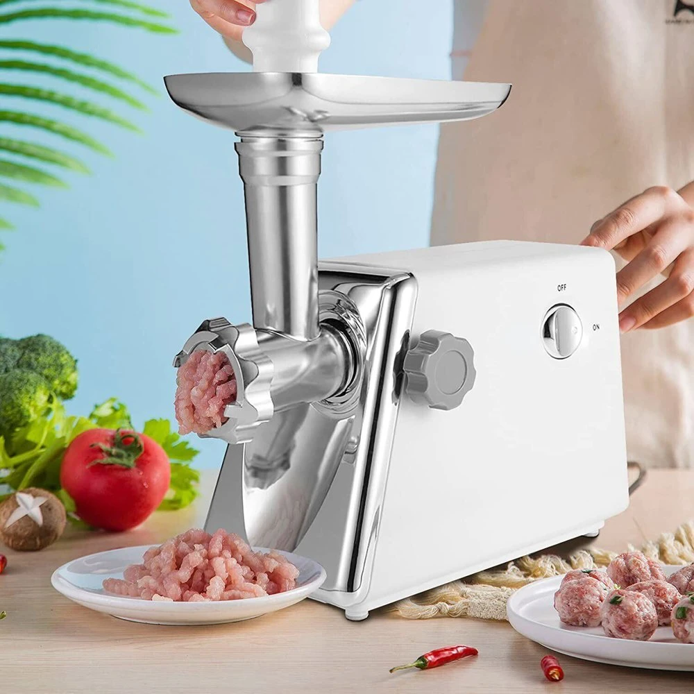 

Meat Grinder with Sausage Kit & 3 Grinder Plates, White