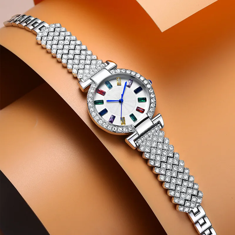 2023 Quartz Full Diamond Colorful Luxury Fashion Women  Advanced Versatile Waterproof Watch
