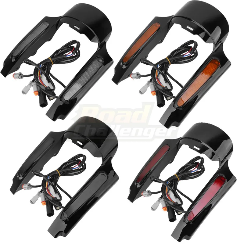 

Motorcycle Rear Fender Extension Fascia Turn Signal Running Brake LED Lights For Harley Touring Electra Road Street Glide 14-20