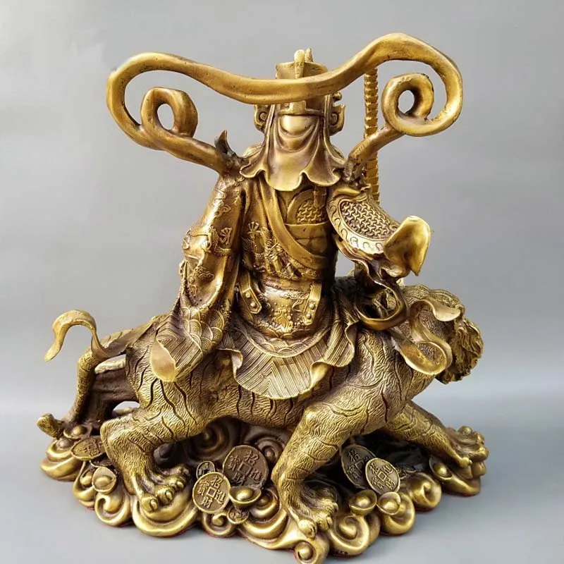

Chinese Fengshui Bronze Zhao Gongming Ride Tiger Mammon Money Wealth God Statue