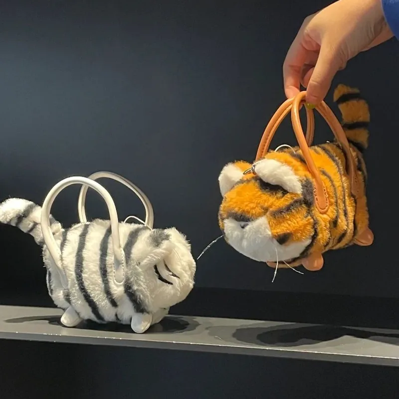 

2022 New Tiger Shape Bags for Women Plush Reindeer Cute Lamb Pures and Bags Crossbody Tiger Yellow Handbags Women Bags Designer