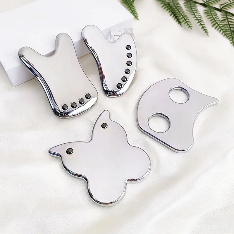

Stainless Steel Scraper Facial Massage Gua Sha Tool Face Lift Anti-Aging Skin Tightening Cooling Metal Contour Reduce Puffiness