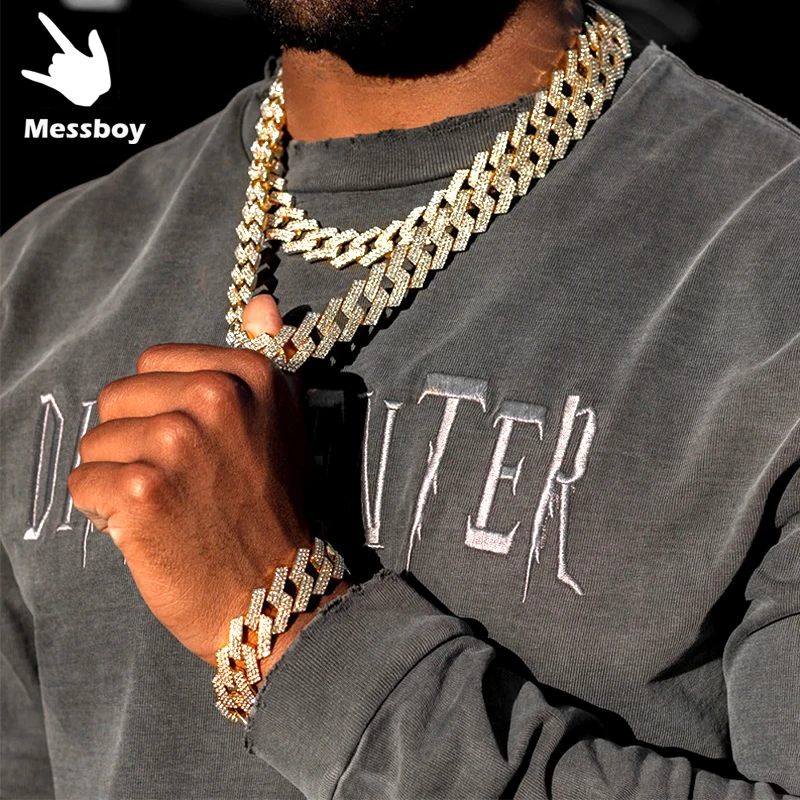 

Chain For Men Gothic Streetwear Collares Aesthetic Golden Silver Rhinestones Hip Hop Rap Diamond Necklace Free Shipping Items
