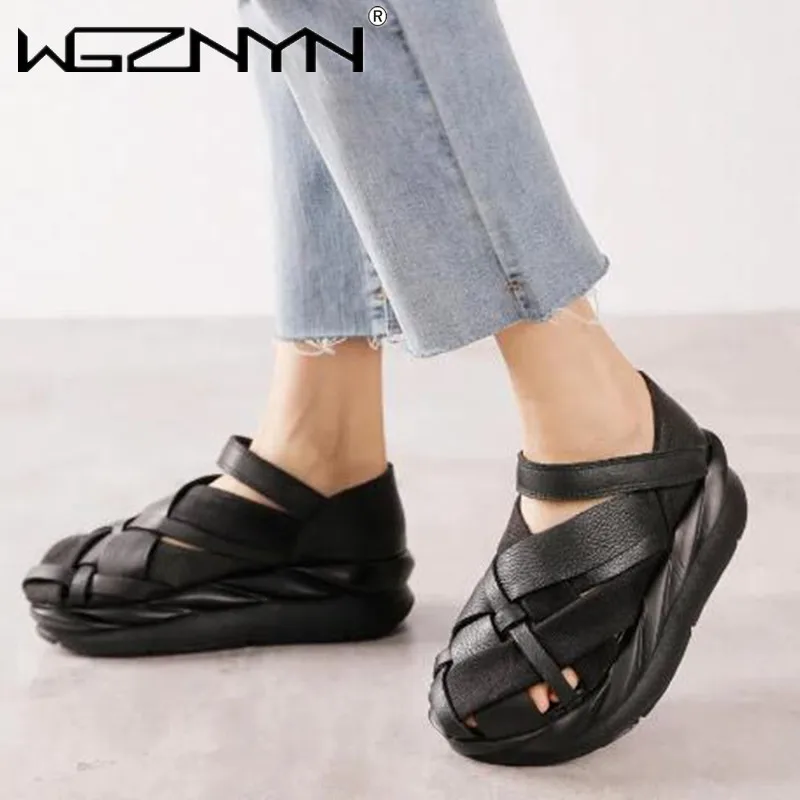 

2022 Модные женские сандалии из натуральной кожи в стиле ретро, тапочки Sli on, Женские Повседневные Удобные уличные сандалии на плоской подошве