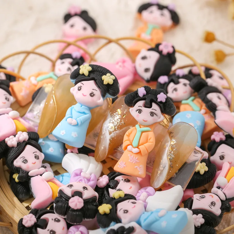 

10Pcs/Bag Nail Art Accessories Cartoon Cute Princess Antiquity Chinese Style For Nails Decorations DIY 3D Resin Manicure Charms