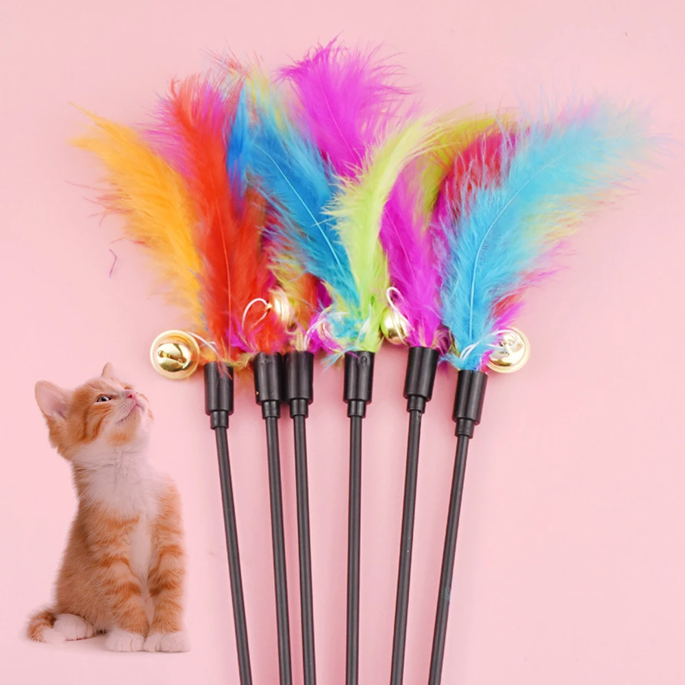 

Simulation interactive Cat Toy Funny Feather Wand Suction Cup Ball Feathers Replacements with Bell for Kitten Playing Teaser Toy