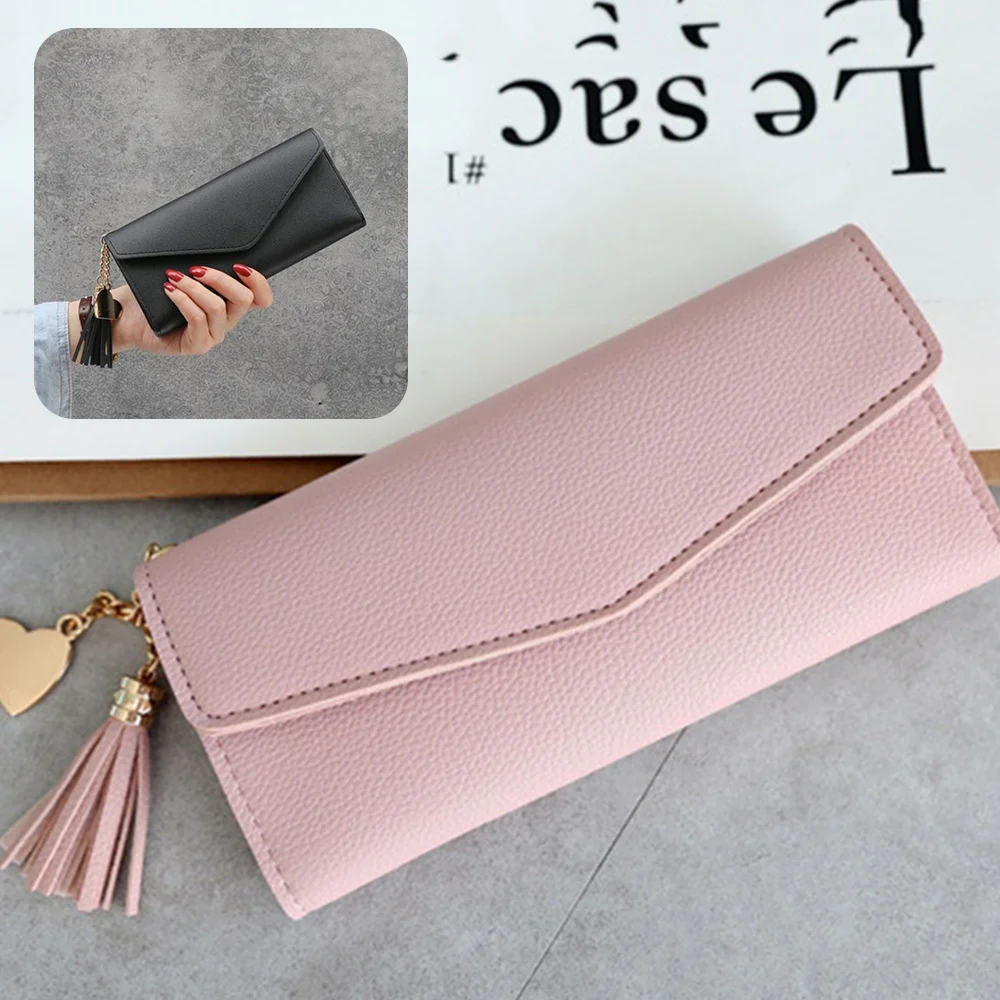 

2022 New Women's Wallet Convenient Card Holder Foldable Portable Lady Coin Purses Standard long Purse PU Leather Ladies Wallets