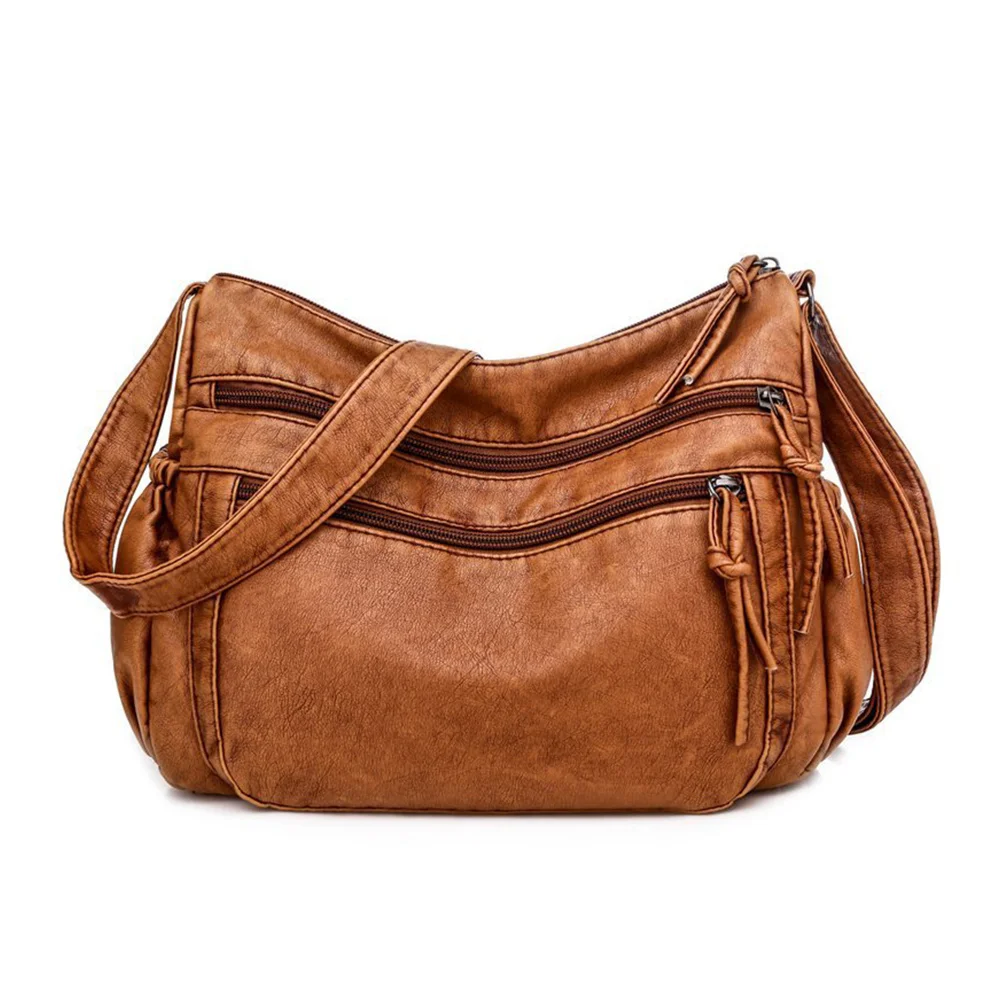 Multi-pockets Messenger Bag Casual High-capacity Zipper Open Mother Bag Vintage Fashion Tote Bags Shoulder Bags For Women Men