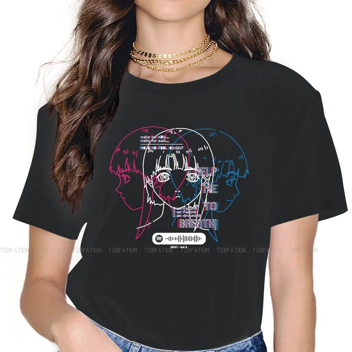 

Serial Experiments Lain Anime Women T Shirt Spotify Code Duvet Female Tops Harajuku Funny Tees Ladies 4XL Cotton Tshirt