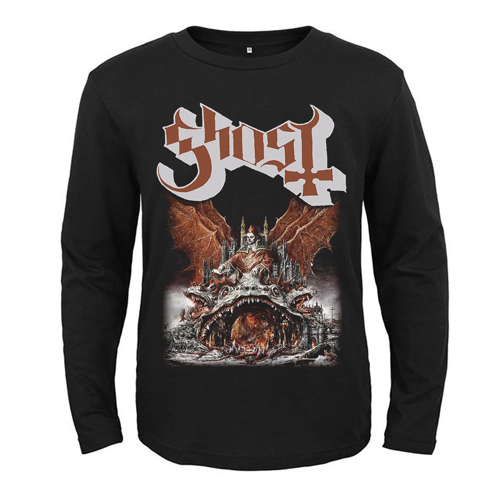 

Мужская рубашка в стиле панк с принтом в виде призрака