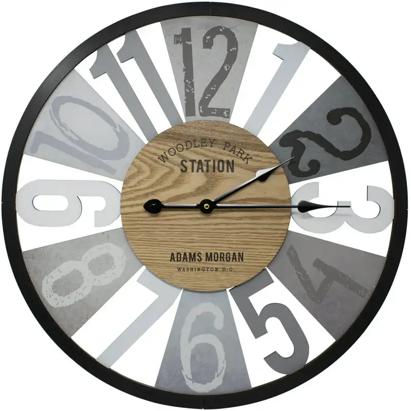 

Wall Clock Decorative , 24”, Battery Operated, Decorative for Kitchen, Bedrooms, Office Living Room, Silent Analog Clock, Wood