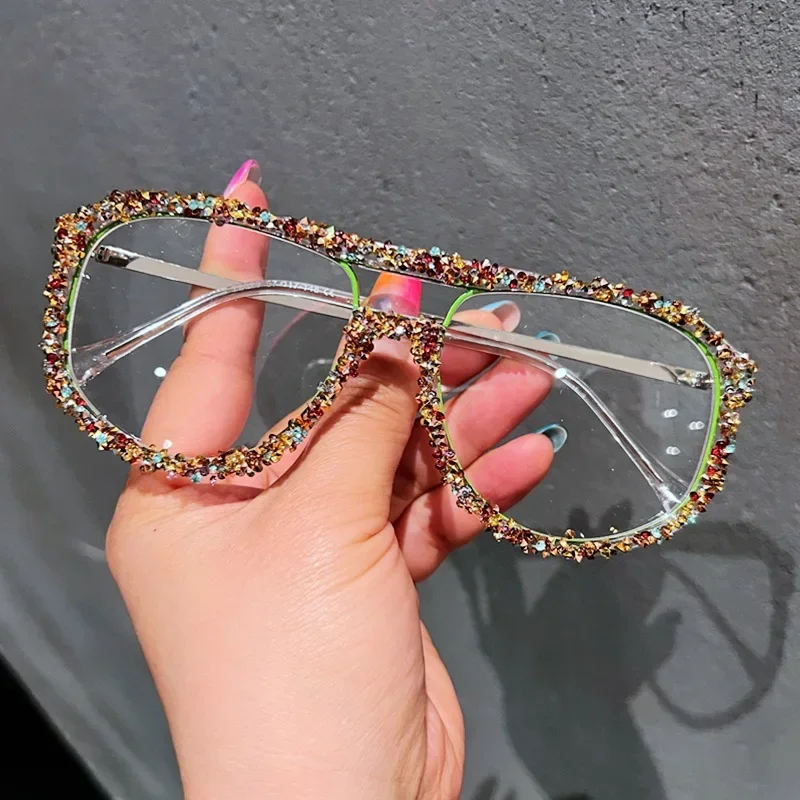 22023 алмазные солнцезащитные очки женские брендовые дизайнерские квадратные