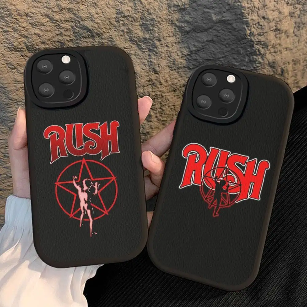 Фото Кожаный чехол для телефона Famous R-RUSH ROCK BAND для iPhone 16 15 14 17 Pro Max 11 12 Mini Plus, мягкий чехол-накладка №5