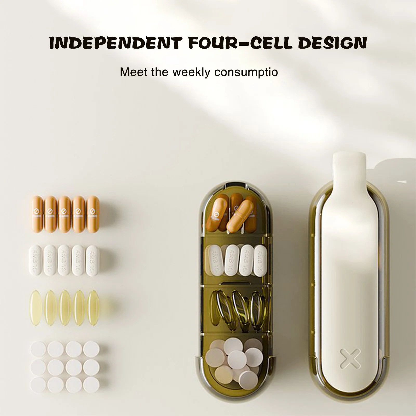 Портативная коробка для хранения таблеток 2 в 1 4 слоя простой экстрактор
