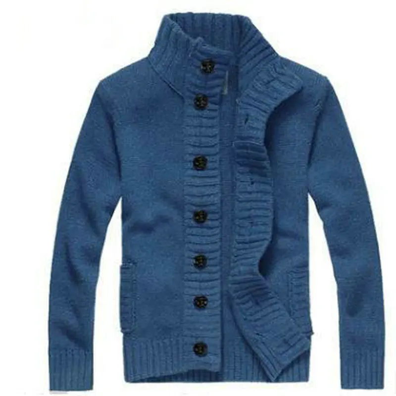 

High Quality Cardigan Sweater Men's 2023 New Thickened Long Sleeve Standing Collar Fashion Wool Knitted Cardigan SM10710