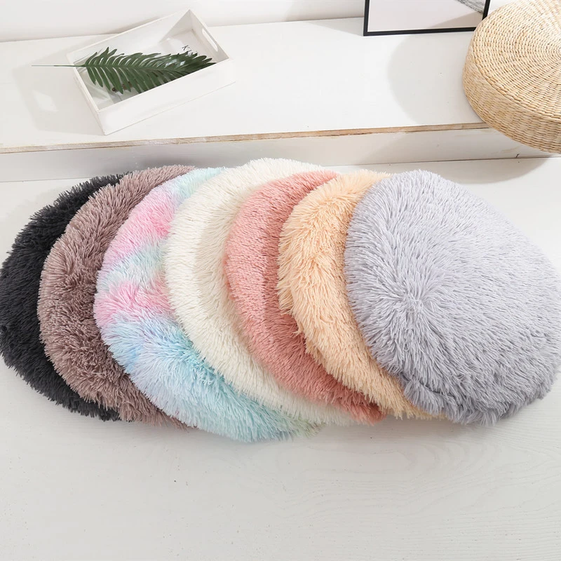 Round Dog Bed Mat Pet Sleeping Bed For Dog Cat Fluffy Plush Pets Cushion For Puppy Teddy Soft Warm Cat Basket  dog beds
