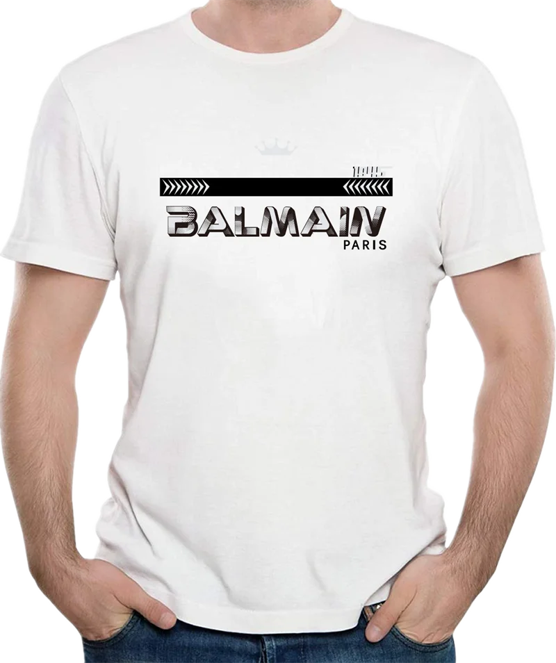

Balmain Tees Men's Letter Printed Round Neck Short Sleeve All-match T-shirt