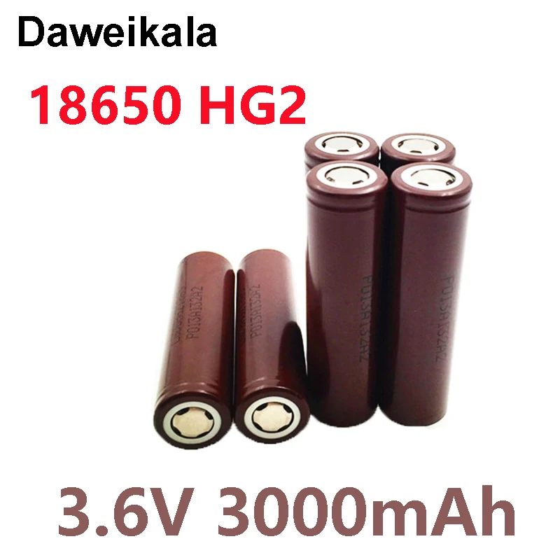 

Перезаряжаемый литиевый аккумулятор высокой емкости HG2 18650 3,6 в 3000 мАч, разряд высокой мощности 20 А, мощный ток для самостоятельного изготовления