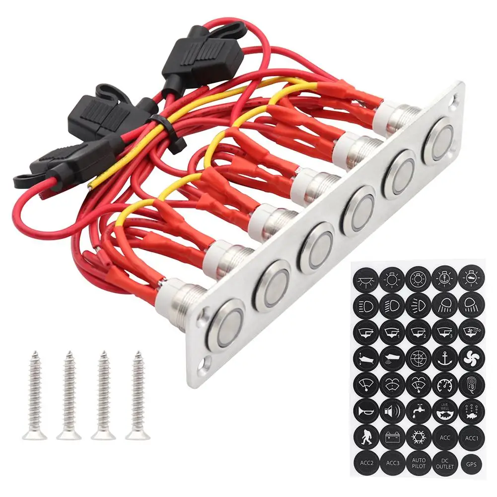 

On-off Switch Panel Self-locking Blue Light Stainless Steel Button Switch With Wire Rv Modified Parts