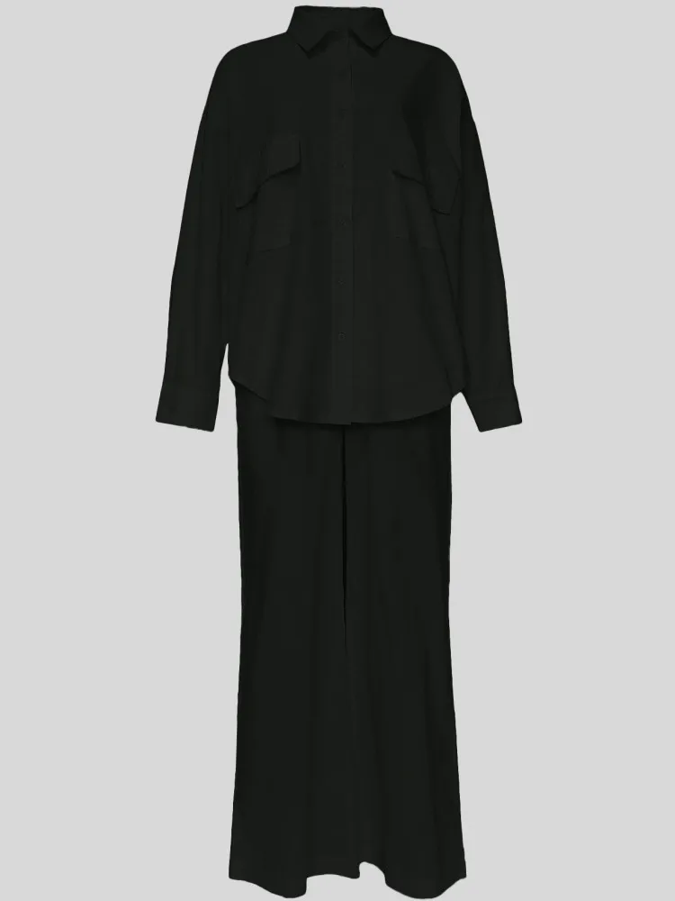 2 комплекта из двух предметов черная блузка с длинными рукавами топы и брючные