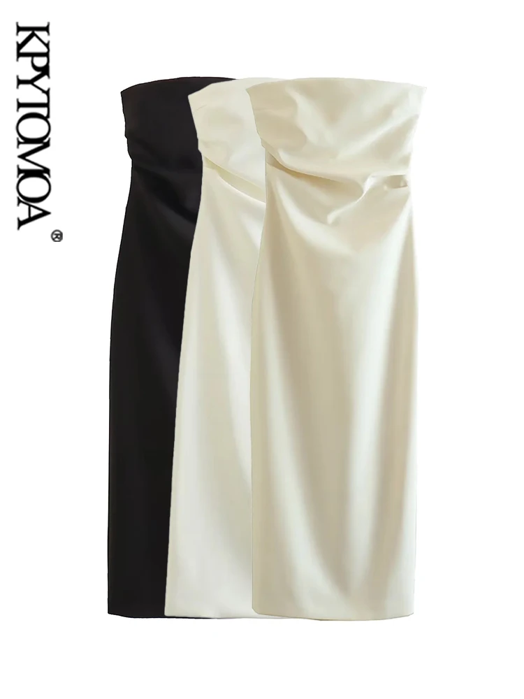 

Модное женское платье-миди без бретелек KPYTOMOA, соблазнительные женские платья с прямым вырезом и разрезом сзади, Vestidos Mujer