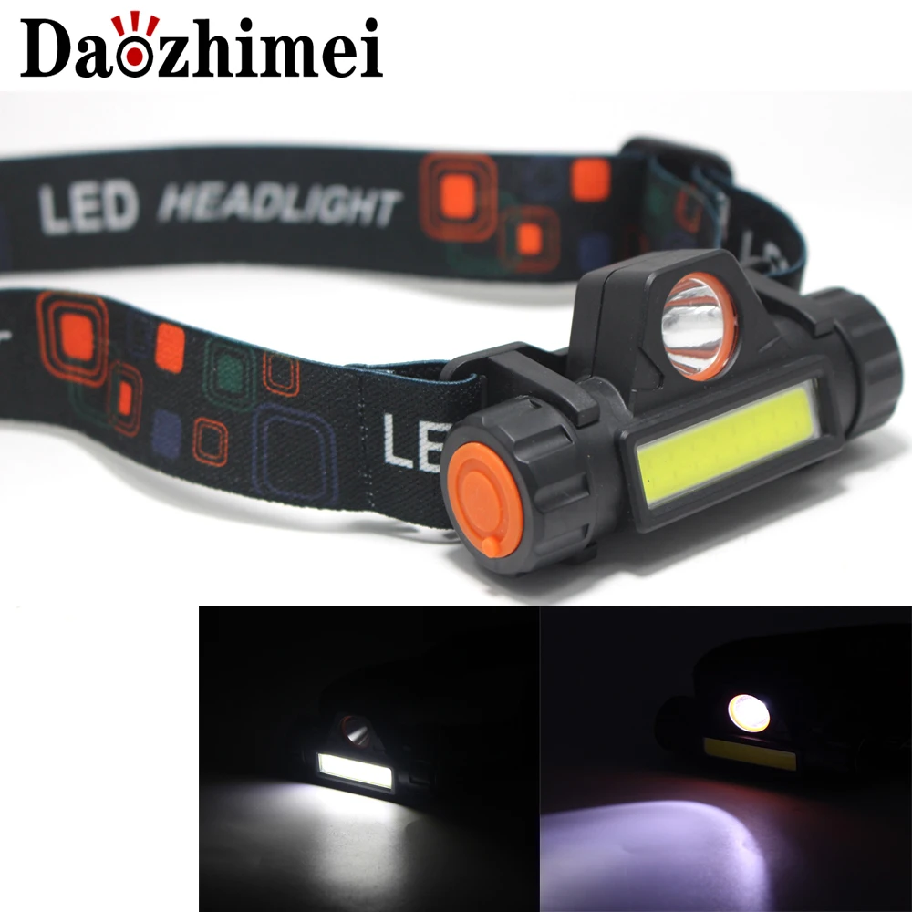 

Mini LED headlight built-in battery flashlight USB rechargeable portable camping headlamp XPE + COB outdoor camping multifunctio