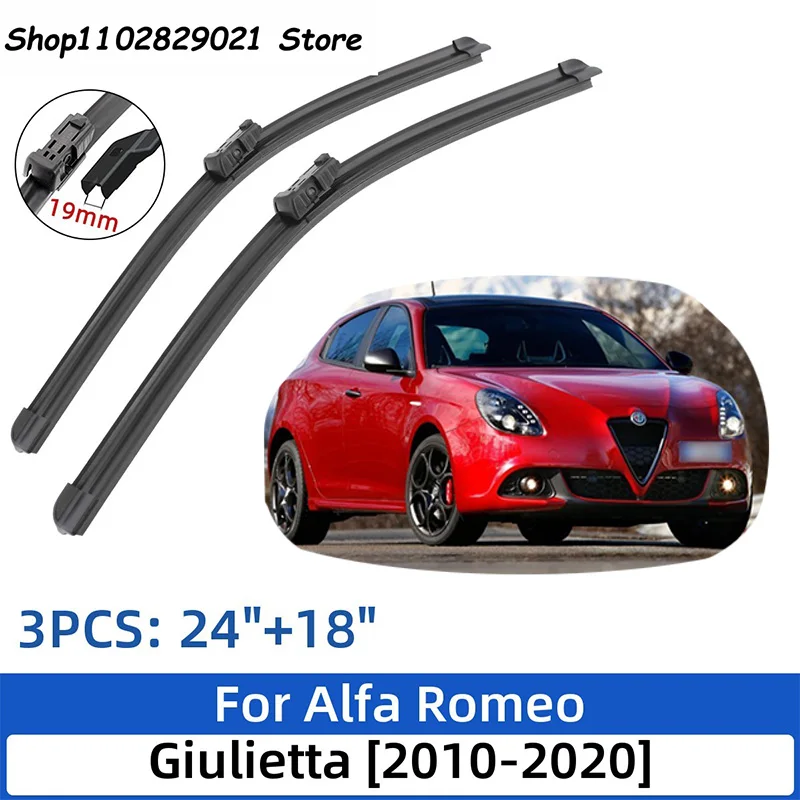 

For Alfa Romeo Giulietta 2010-2020 24"+18"+14" Front Rear Wiper Blades Windshield Windscreen Window Cutter Accessories 2019 2020