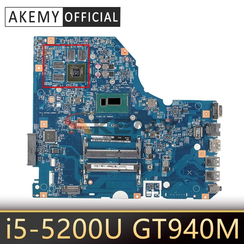 

For Acer aspire E5-772 E5-772G laptop motherboard 14276-1M 448.04X09.001M motherboard W/ i5 5200U + GT940M teste work Mainboard