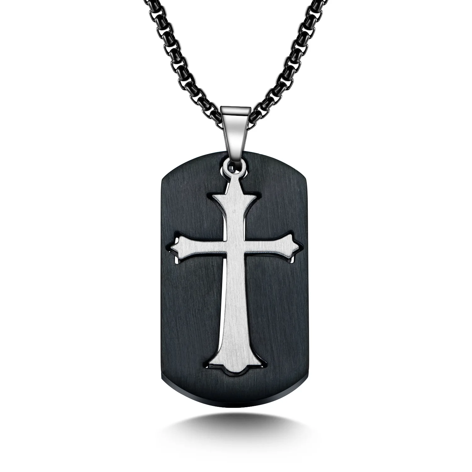 

Personality Several He Brand Cross Stainless Steel Pendant Titanium Steel Men's Necklace