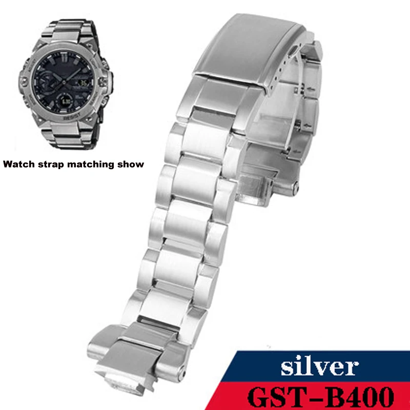 Fine Steel Watchband For Casio G-SHOCK Watch accessories  Steel Heart GST-B400 Series men's  Watch Band