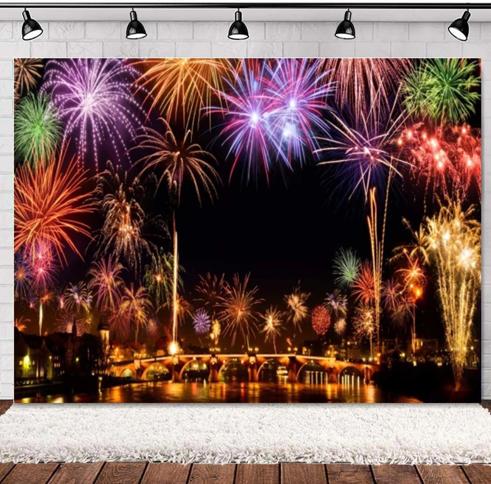 

Photography Backdrop New Year City Night Grandiose Fireworks Background For Party Celebrate Banner Boy Girl Adult Photo Booth