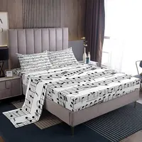Music Note Sheets Set Twin King Queen Size Piano Notation Bed Sheets Set Rotating Music Rock Music Grunge Style for Room Decor