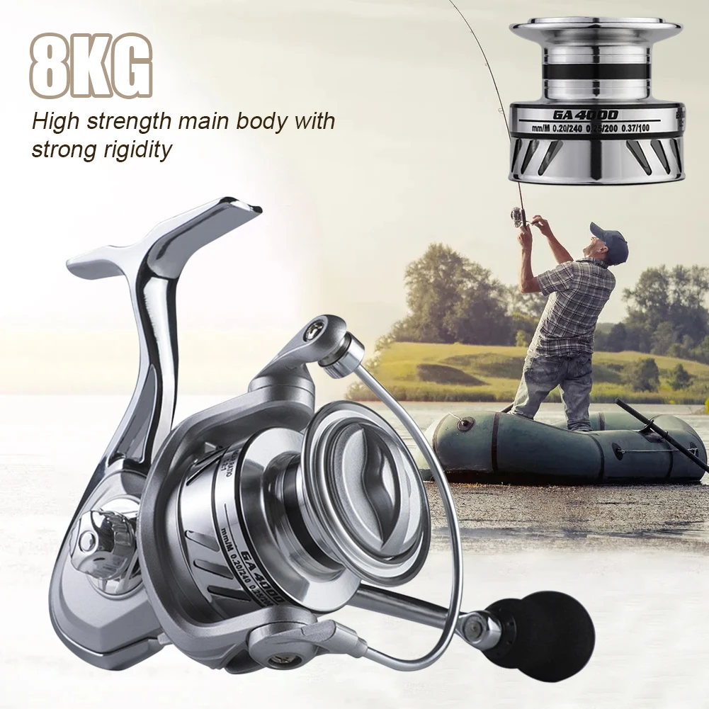 

Metal Fishing Reel GA1000-7000 Series Spinning Reel 8KG Max Drag 5.2:1 Ratio Carp Bass Freshwater Saltwater Fishing Accessories