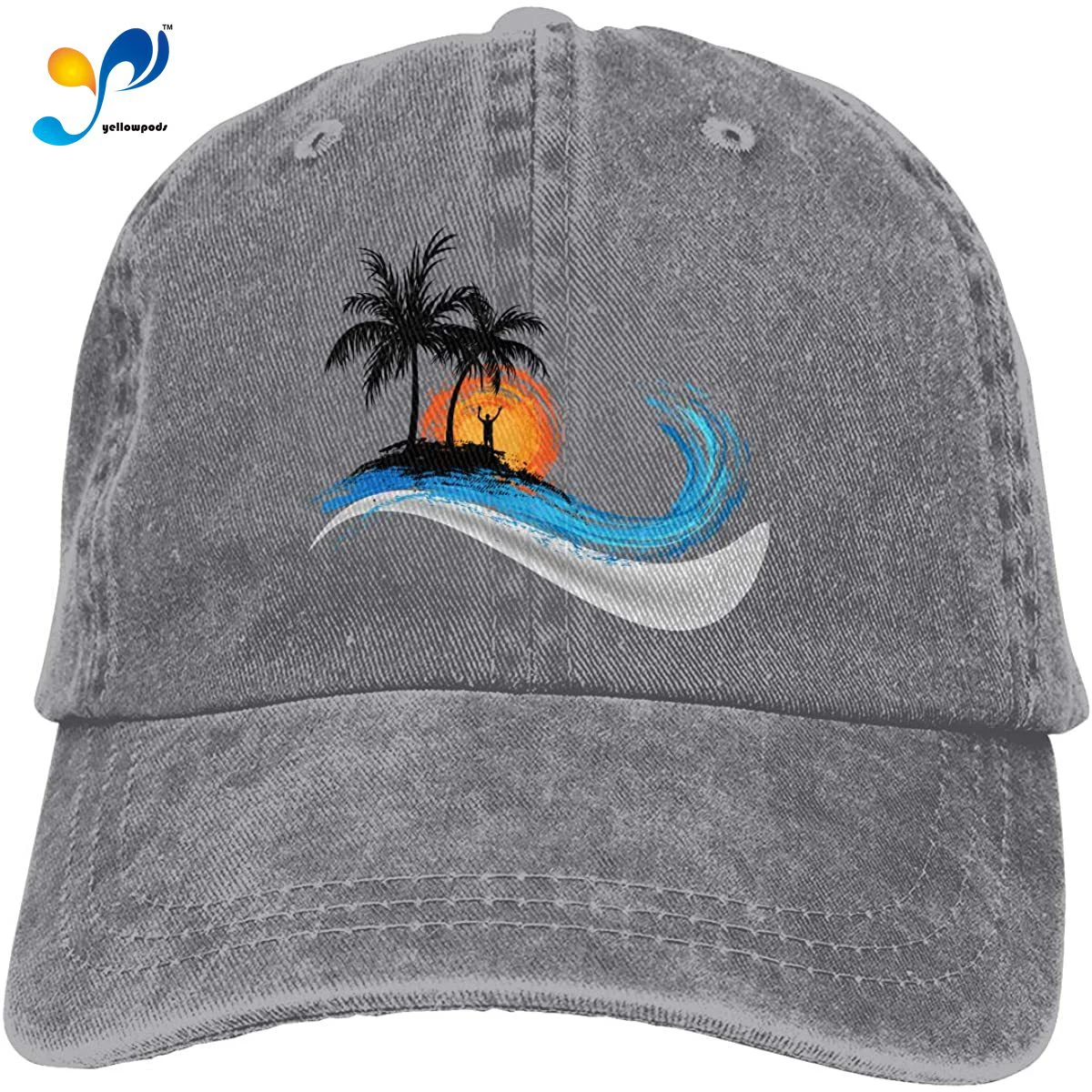 

Palm Tree Baseball Caps Summer Aloha Beaches Outdoor Adjustable Denim Dad Hat